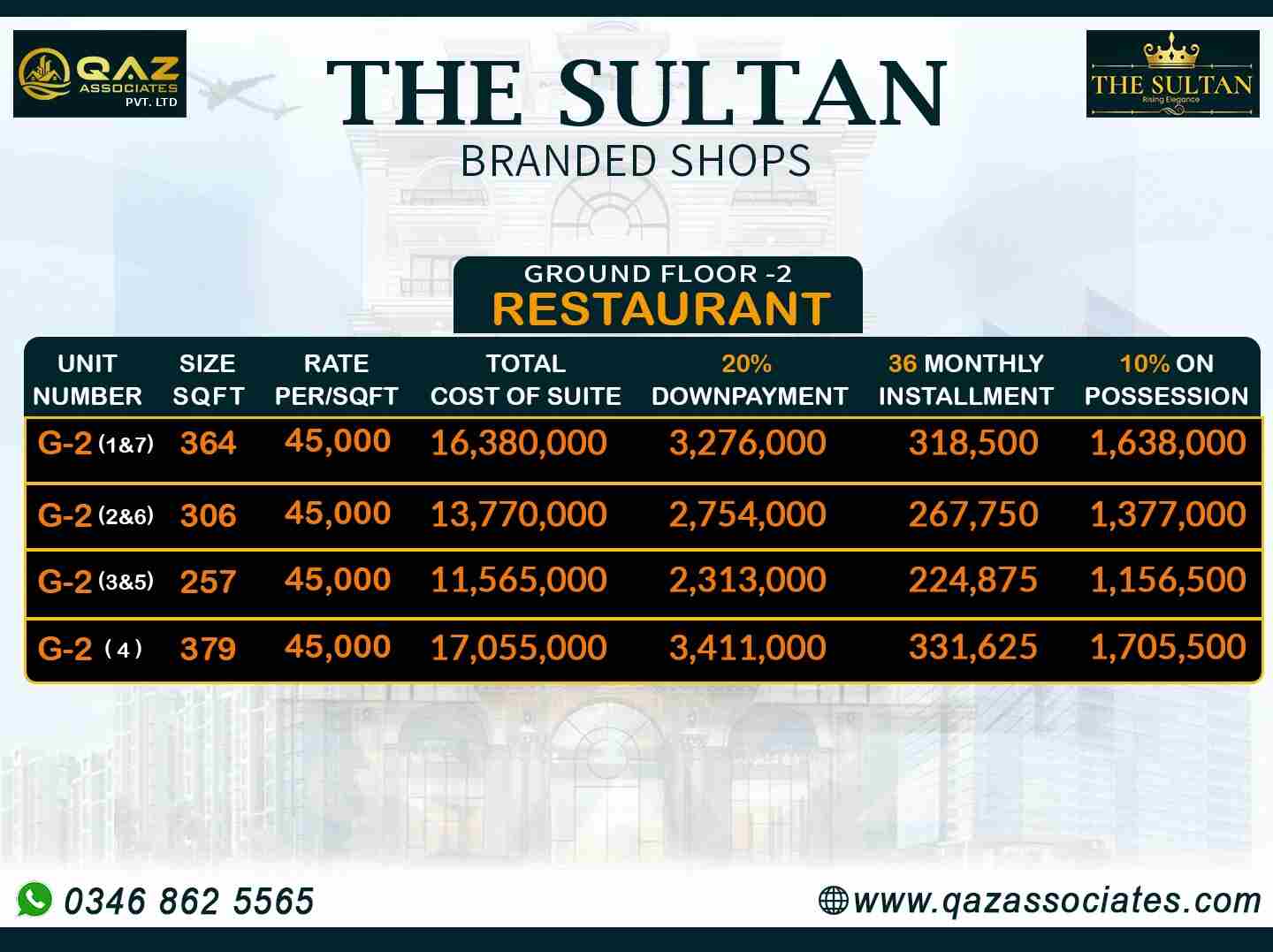 The Sultan Ground Floor 2 Shops payment plan