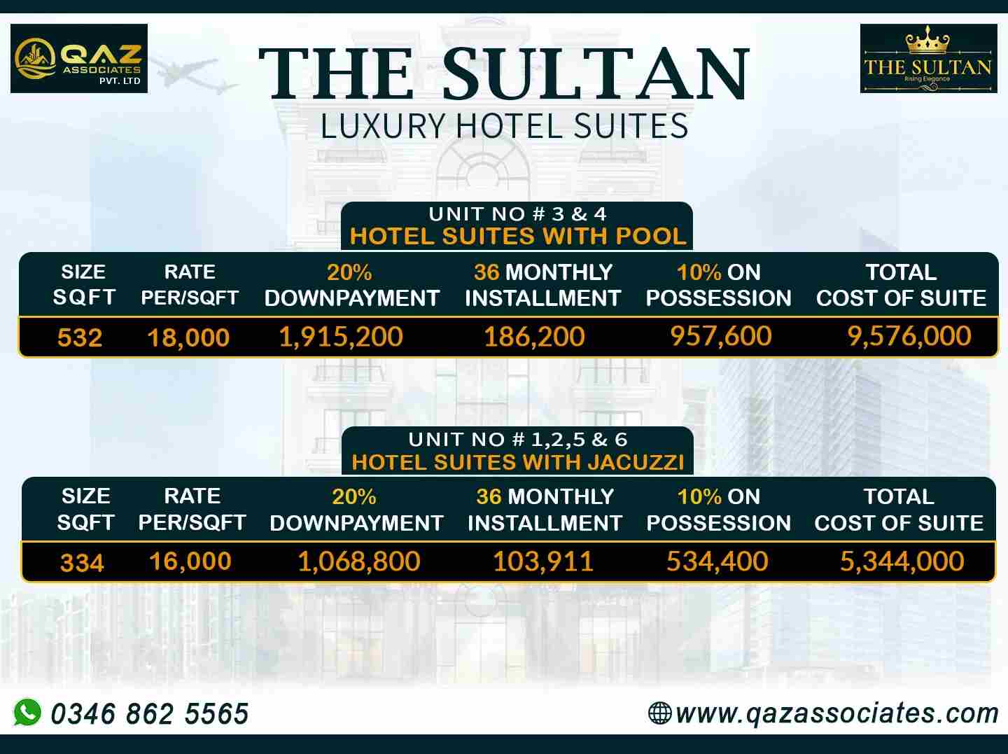 The Sultan apartments payment plan