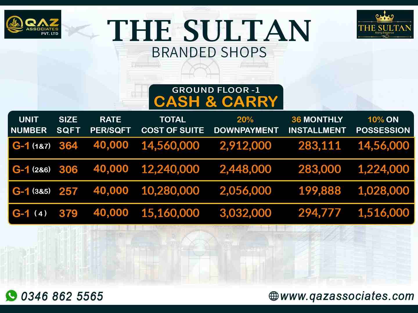 The Sultan Ground Floor 1 Shops Payment plan